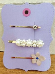 3 New Rhinestone, Floral, and Pearl Hair Clips, Bobby Pins, Barrettes 