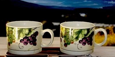 RARO Oneida Casual Settings Uva Púrpura Verde Taza Taza Juego de 2 Foto 1 de 4