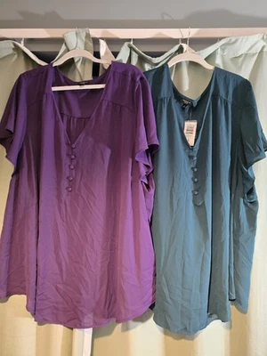 TORRID - 2 pack Blouses Purple & Teal. Size 5XL 28. UK Seller - Image 1 of 4