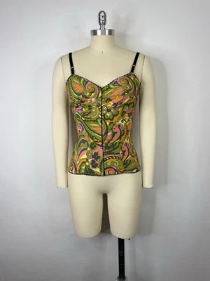 De Colección Dolce & Gabbana SS2004 Verde Años 70 Estampado Floral Corsé Estilo Top 44 L Foto 1 de 4