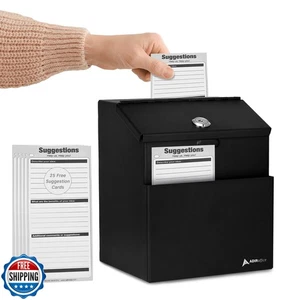 Adir Corp. Steel Suggestion/Key Drop Box (Black) - Picture 1 of 5