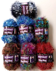 Bernat Bling Bling Nylon Yarn Lot of 7 Skeins - Picture 1 of 4