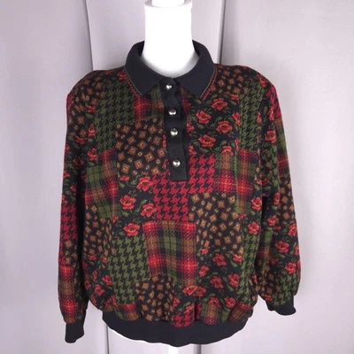 Suéter Polo Pullover Vintage Cricket Lane Para Mujer Extra Grande Rojo Retazos Años 90 Foto 1 de 4