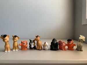 10 Little People Animals Giraffe Horse Chicken Dog Gorilla Tiger Goat - Picture 1 of 12