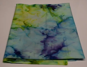 Batik fabric piece DREAMSCAPE FIRE OPAL green blue purple yellow 3/4 YARD X 44" - Picture 1 of 5
