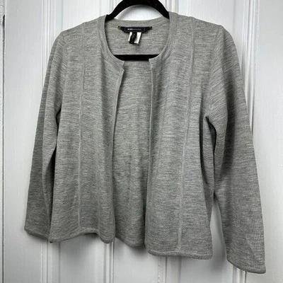 BCBG Maxazria Sweater Womens Medium Gray Wool Merino Open Front Cardigan - Image 1 of 4