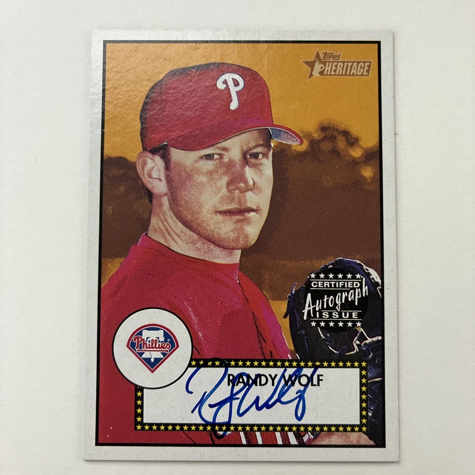 Autógrafo Topps Baseball Heritage 2001 Randy Wolf #THA-RW Foto 1 de 4