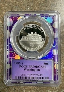 1982-S Silver George Washington Commemorative Half Dollar PCGS PR70 DCAM Purple - Picture 1 of 2