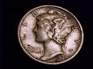 1939-S Mercury Dime, Very Fine to Extra Fine Grade. - Picture 1 of 2