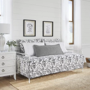 Laura Ashley Amberley Cotton Black & White 4 Piece Quilt Set-39X75 - Picture 1 of 9