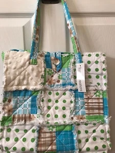 Patchwork Quilted Boho Tote or handbag, Green and Blue - Picture 1 of 5