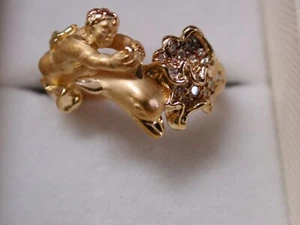Carrera Y Carrera 18KT Dolphin and Angel Cherub Diamond ring size 6 1/2 - Picture 1 of 18