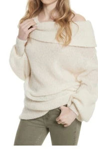Free People OPHELIA Ivory Alpaca Cowl Neck Sweater Size L - Picture 1 of 9