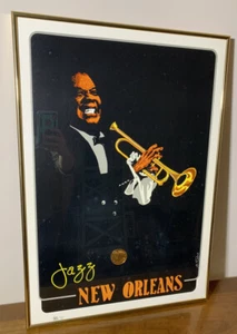 Vintage Louis Armstrong Framed New Ireland Jazz Poster By John Ireland 1978 - Picture 1 of 7
