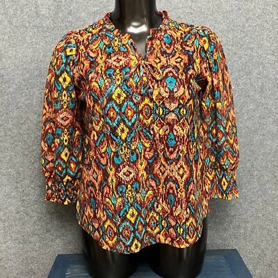 Blusa túnica boho retro con ojales Cato manga larga para mujer 18 20 funky multicolor Foto 1 de 4