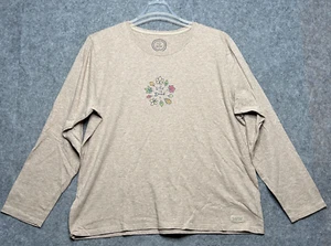 Life Is Good Shirt Women XXL Beige Fall Leaf Autumn Comfy Relaxed Fit Cotton Fun - Picture 1 of 17