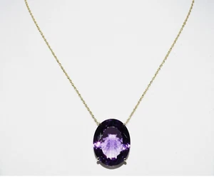 $4,000 23.07CT NATURAL PURPLE AMETHYST SOLITAIRE STATEMENT DROP NECKLACE GOLD - Picture 1 of 7