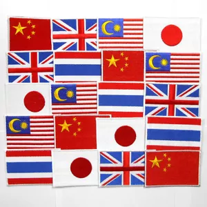 Wholesale Iron on Patch Sew Lot of 20 England China Japan Malaysia Thai Flag DIY - Picture 1 of 7