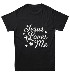 Jesus Loves Me - Religious Cross God Christ Love Church Youth T-Shirt - Picture 1 of 20