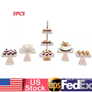 5 Pcs Dessert Display Plate Tower Plate Cupcake Stand Wedding Cake Set HOT - Picture 1 of 10