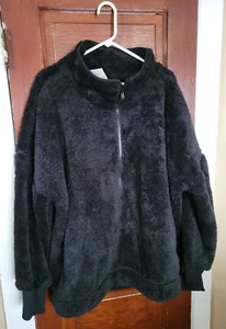 NWT LULAROE Women's 2XL Solid Black Nancy 1/4 Zip Fleece Sweater - Picture 1 of 4