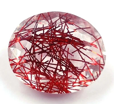 Oval Cut 101.60Ct Red Rutilated Quartz Certified Transparent Loose Gemstone 5AIZ - Image 1 of 4