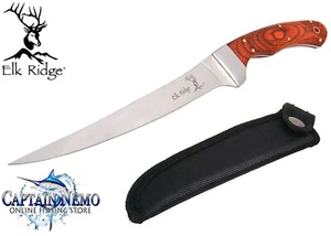 ELK RIDGE FISH FILLET KNIFE FILLETING BONING KNIFE WITH BLACK NYLON SHEATH ER028 - Picture 1 of 3