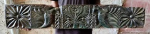 Rare Antique Old Wooden Hand Carved Dark green Floral Work Peacock panel - Picture 1 of 5