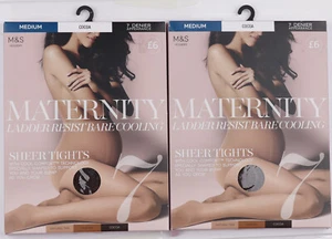 M&S Womens Marks and Spencer Cocoa Brown Maternity Tights Size Small Medium x 2 - Picture 1 of 7
