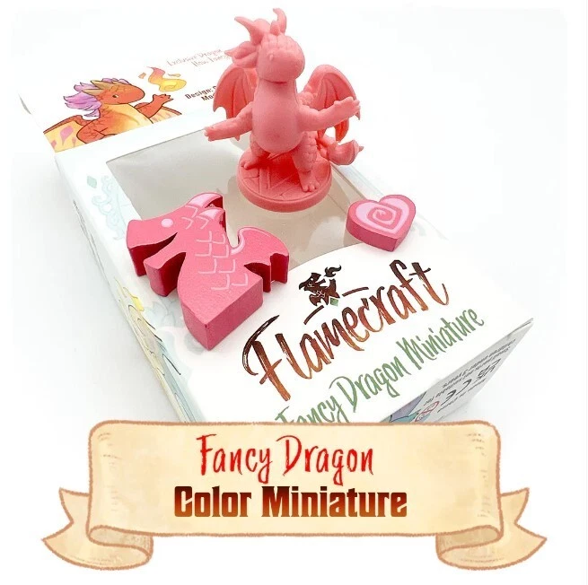 CARDBOARD ALCHEMY & LUCKY DUCK GAMES Flamecraft Pink Fancy Dragon Miniature w/ Tokens Kickstarter Promo New