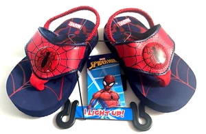Marvel Spider-Man Light-Up Flip Flops Sandals Toddler Boys Size 5/6 or 7/8 New - Picture 1 of 13
