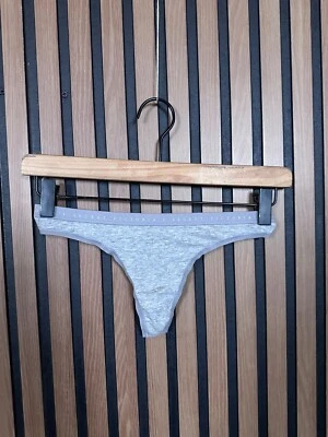 New Victoria Secret Panties Small Womens Gray Heather Logo Trim Thong / String - Image 1 of 4