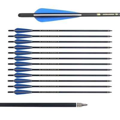 12Pcs 22inch Hunting Carbon Arrows Half Moon Nocks 8.8mm OD Shaft Precise Strike - Image 1 of 4