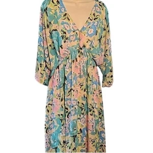 Maxi Vestido Mujer Rosa Pastel Azul Manga 3/4 Entro Talla XL - Imagen 1 de 4