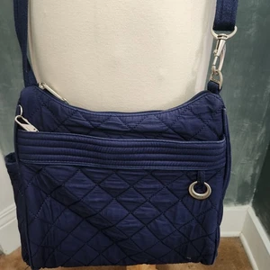 TRAVELON Metro 5 Anti-Theft Crossbody Bag Purse Navy Blue Quilted - Picture 1 of 14