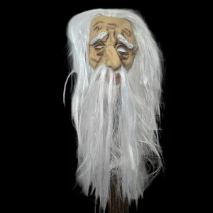 Super Hair Mask Old Man Wizard Grey White Beard Halloween Cosplay - Picture 1 of 7