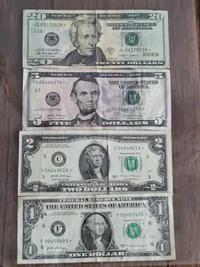 4 Bill Star Note Set $20, $5, $2, $1 Notes All Start With 0 - Picture 1 of 2
