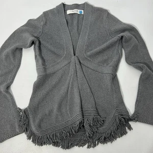 Cárdigan Sparrow Anthropologie XS Gris Manga Larga Suéter Flecos Borde Oficina - Imagen 1 de 8