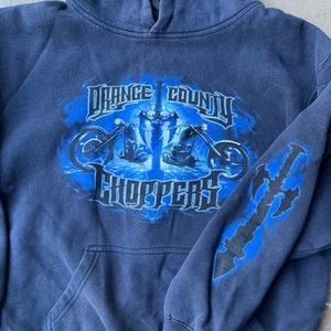 VINTAGE ORANGE COUNTY CHOPPERS HOODIE Y2K 00S FLAMES KIDS XL - Picture 1 of 5