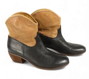 NICOLE kurze Stiefeletten Western Style Stiefel zweifarbig braun schwarz Leder Dreamer 8 M - Bild 1 von 12