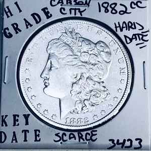 1882 CC MORGAN SILVER DOLLAR HI GRADE GENUINE U.S. MINT RARE KEY COIN 3433 - Picture 1 of 3