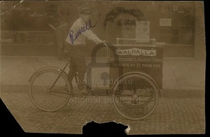 RPPC Muskogee,OK Walhalla Delivery Service Bicycle Oklahoma Real Photo Postcard - Picture 1 of 5