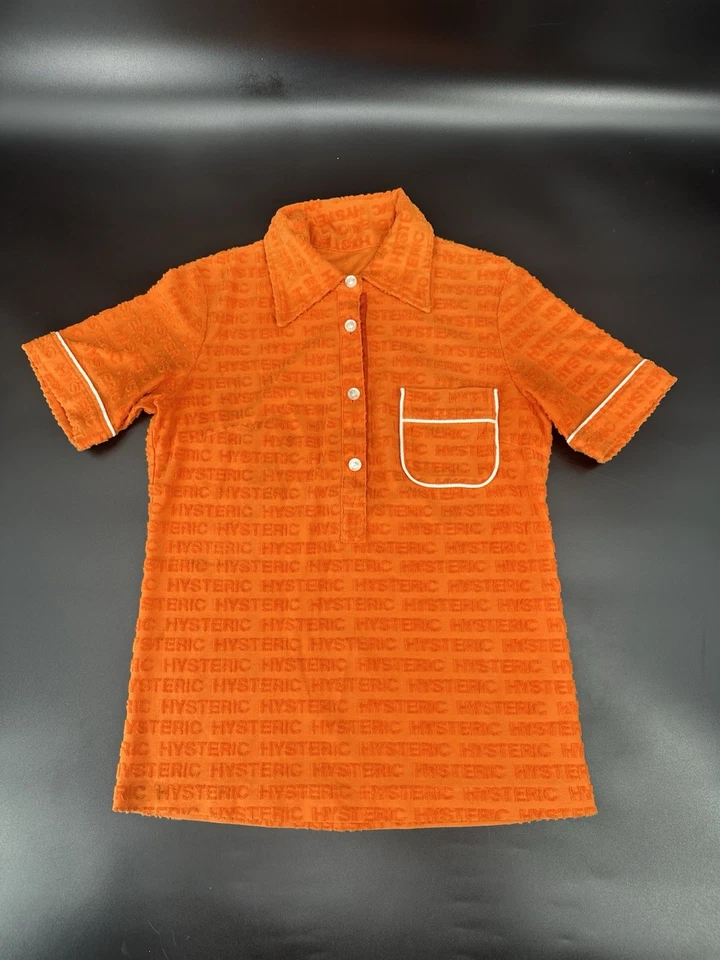 Camiseta Polo Top Camiseta De Colección Años 90 Hystérico Glamour Logo Estampado Completo Terry Naranja Foto 1 de 4