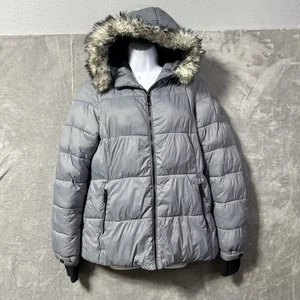 ZeroXposur Carbon Gray Puffer Jacket Faux Fur Hood Womens Small Insulated Coat - Picture 1 of 16