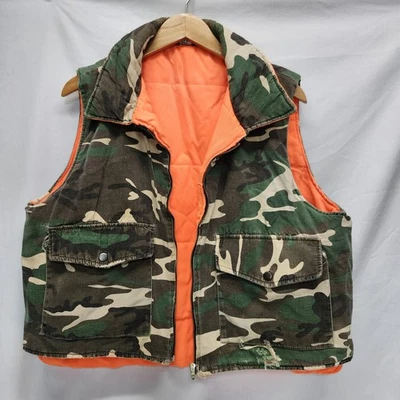 Vintage Sports Afield Camo Orange Reversible Hunting Vest Mens Size Large - Image 1 of 4