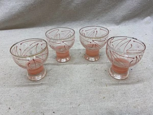 Vasos de té vintage pintados a mano rosa remolino salpicados MCM retro 2 3/4" de alto - Imagen 1 de 4