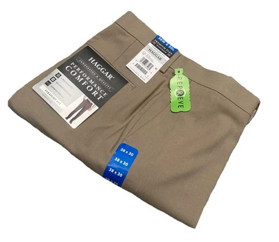 Haggar Men’s 38x30 Khaki Premium Stretch Dress Pants NWT, $70 MSRP  - Image 1 of 4