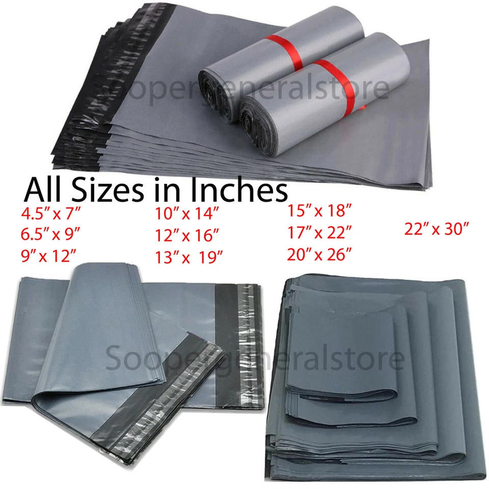 Grey Mailing Postal Bags Strong Packing Post Polythene Small Big Bag All Sizes