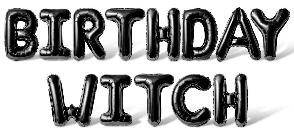 BRUJA CUMPLEAÑOS Carta Globo Banner - 16" Globos Halloween Fiesta Decoraciones Foto 1 de 4