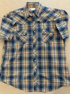 Wrangler Western Snap Up Shirt Mens XL Wrancher Blue Plaid Cowboy Collar - Imagen 1 de 5